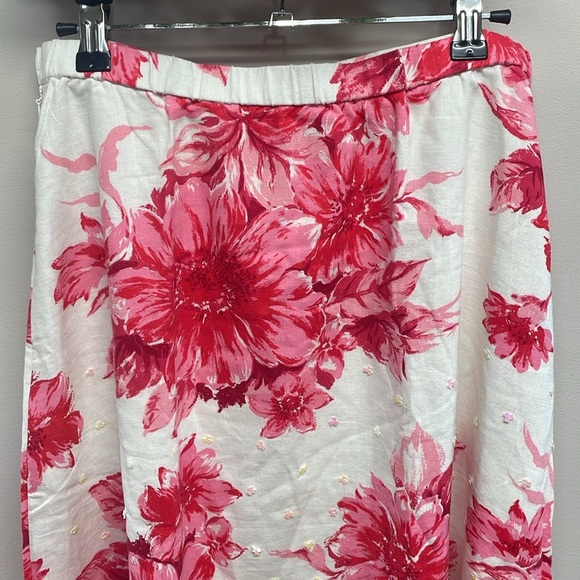 Coldwater Creek Linen Blend Floral Sequin A-Line Lined Skirt PM - Picture 5 of 16